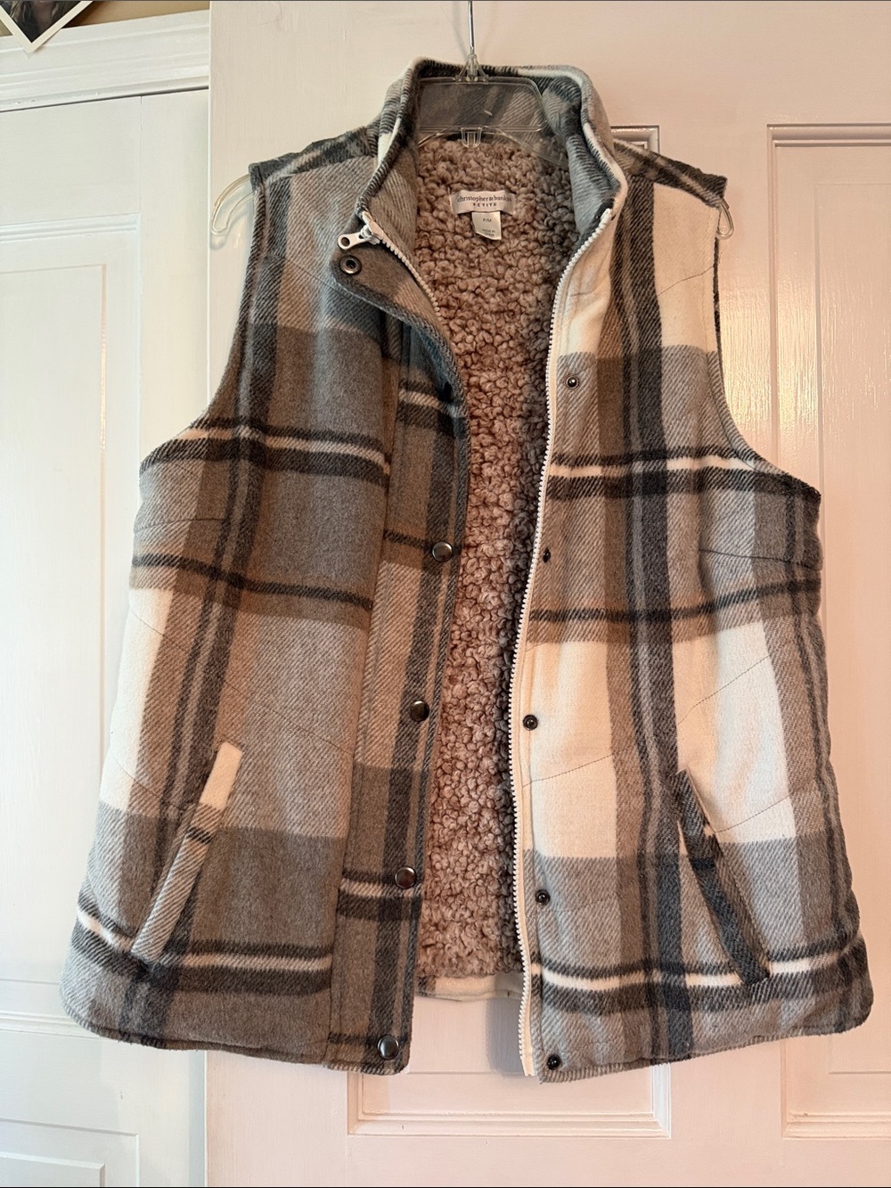 Christopher & Banks Plush Sherpa Vest in Taupe